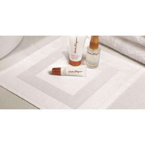 Connoisseur Vanity Mat, Blend Satin Band Damask, 10x10, White
